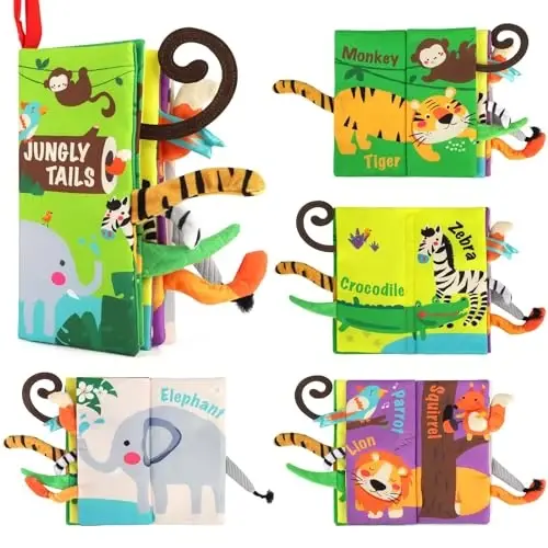 beiens Baby Books Toys, Touch and Feel Crinkle Cloth Book for Infant Baby 0-3-6-12-18 Months, Early Development Interactive Stroller Soft Toys, Shower Gifts Christmas Stocking Stuffers for Boys Girls - 4
