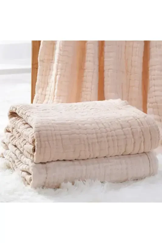 Beige 4-Layer Multipurpose Muslin Swaddle Blanket-Beige - 1