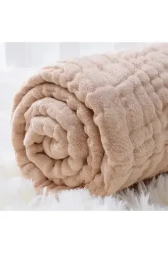 Beige 4-Layer Multipurpose Muslin Swaddle Blanket-Beige - 3