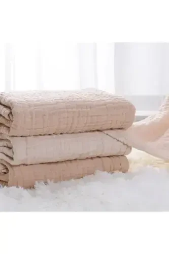 Beige 4-Layer Multipurpose Muslin Swaddle Blanket-Beige - 5