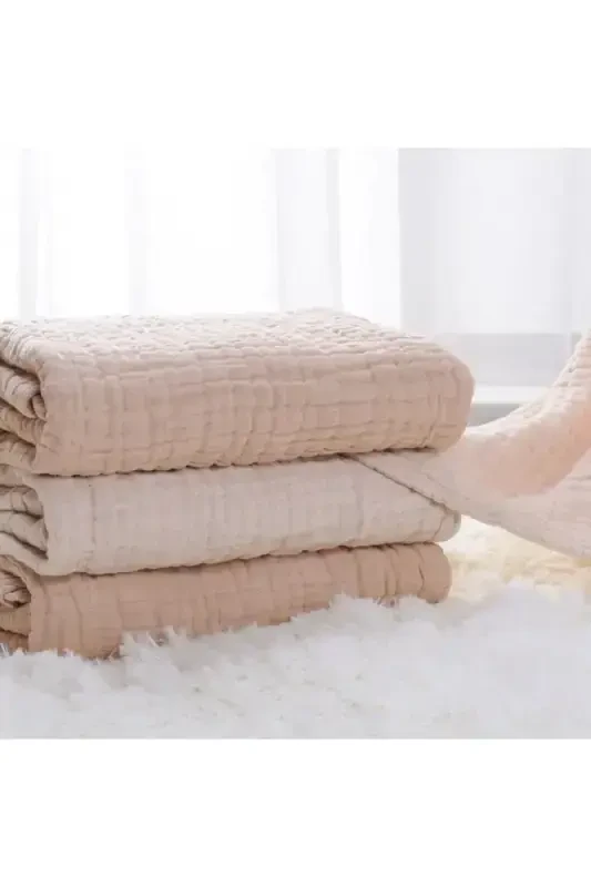 Beige 4-Layer Multipurpose Muslin Swaddle Blanket-Beige - 5