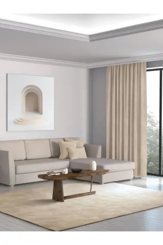 Beige Background Curtain 150x260-Beige - 3