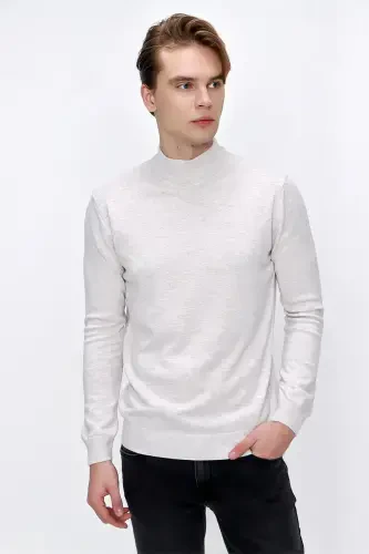 Beige Basic Dynamic Fit Comfort Fit Half Turtleneck Knit Sweater - MORVEN (1)