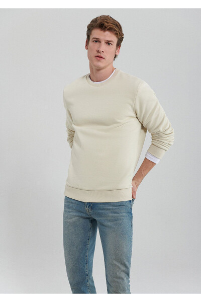Beige Basic Sweatshirt - 2