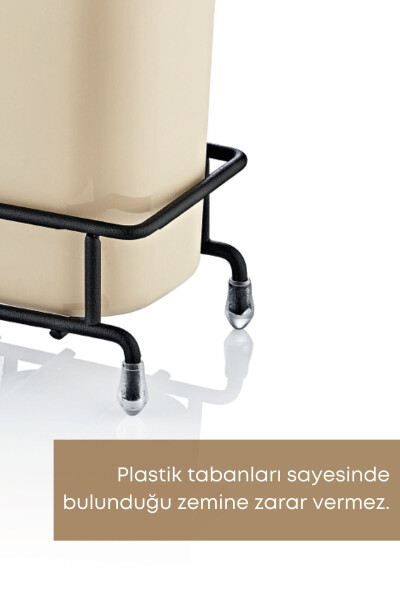 Beige Begonia Dish Soap and Liquid Soap Dispenser Kitchen Set with Metal Stand - Sponge Included - 3