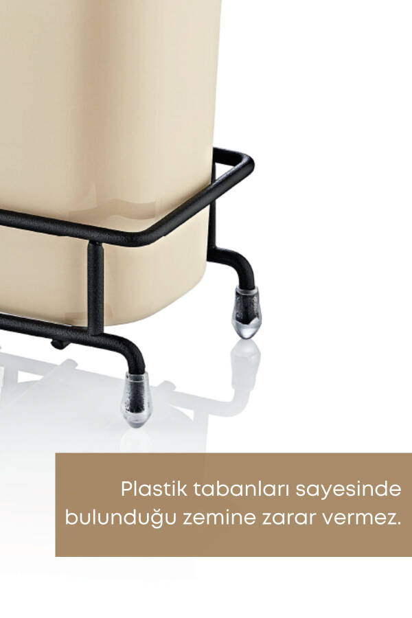 Beige Begonia Dish Soap and Liquid Soap Dispenser Kitchen Set with Metal Stand - Sponge Included - 3