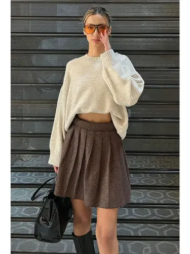 Beige Bicycle Collar Oversize Knit Sweater Mg1972-Beige - 6