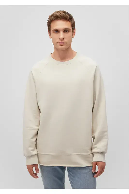 Beige bisiklet yaka sweatshirt, 0S10161-70322 - 3