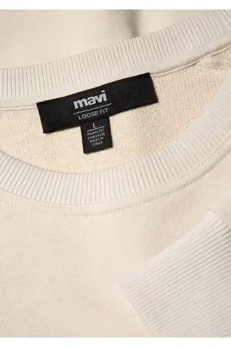 Beige bisiklet yaka sweatshirt, 0S10161-70322 - 6