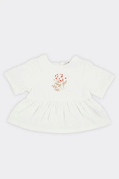 Beige Blouse with Embroidered Girl Details - 1