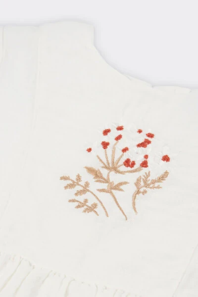 Beige Blouse with Embroidered Girl Details - 2