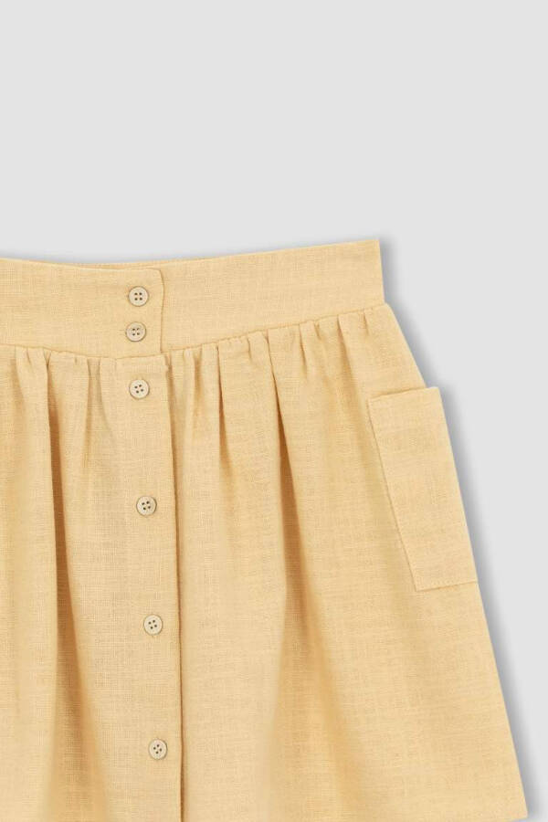 Beige Buttoned Cotton Skirt for Girls - 9