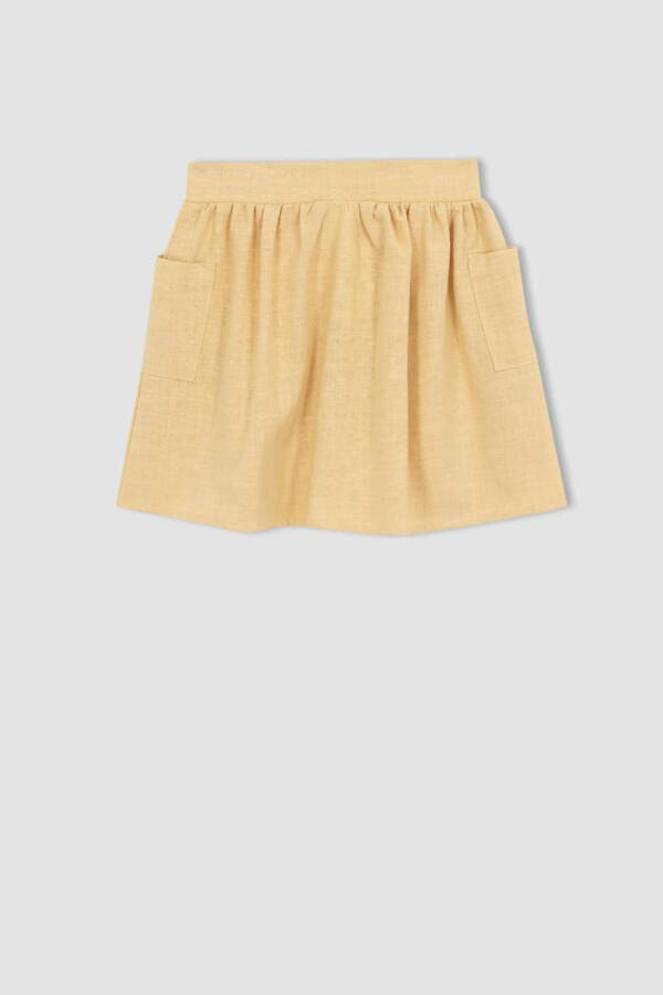 Beige Buttoned Cotton Skirt for Girls - 10