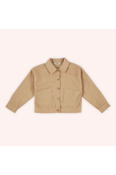 Beige Buttoned Jacket for Girls - 22