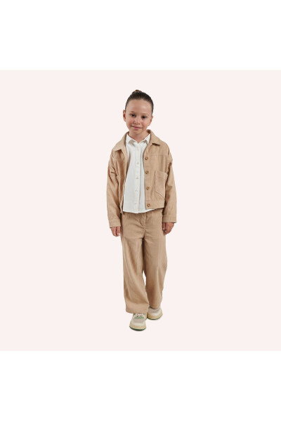 Beige Buttoned Jacket for Girls - 10