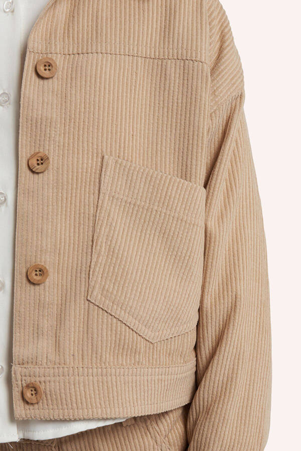 Beige Buttoned Jacket for Girls - 17