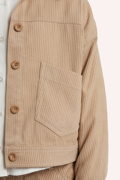 Beige Buttoned Jacket for Girls - 7