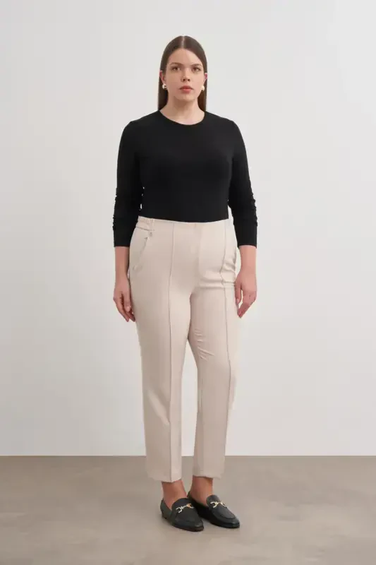 Beige Carrot Pants - 1