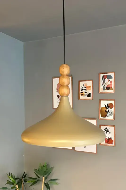 Beige Champion Wooden Beaded Single Chandelier Pendant Living Room Kitchen Boutique Lamp Lighting Chandeliers-Beige - 2