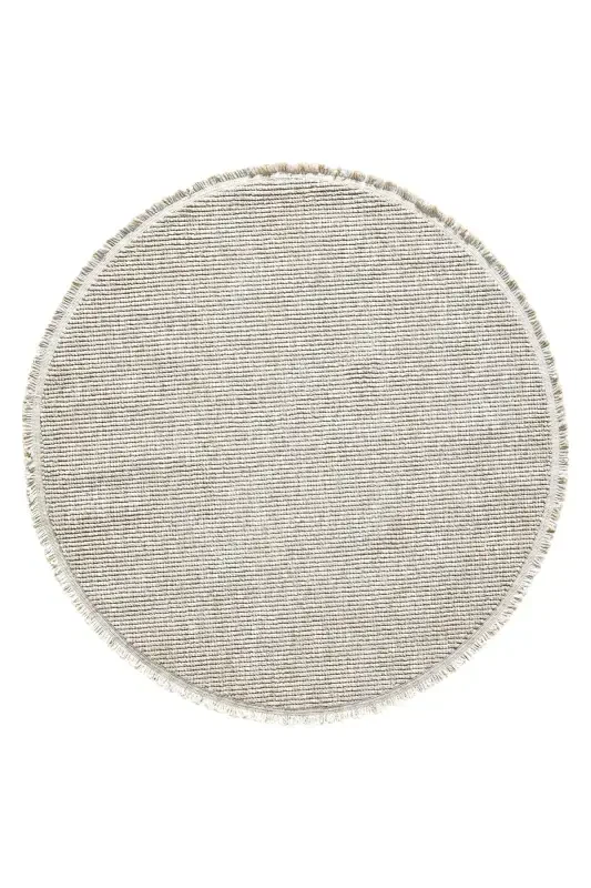 Beige Circle Round Fringed Modern Woven Rug BEIGE CIRCLE-Beige 3 - 6
