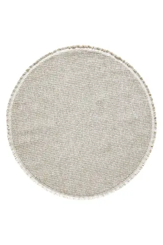 Beige Circle Round Fringed Modern Woven Rug BEIGE CIRCLE-Beige 3 - 6