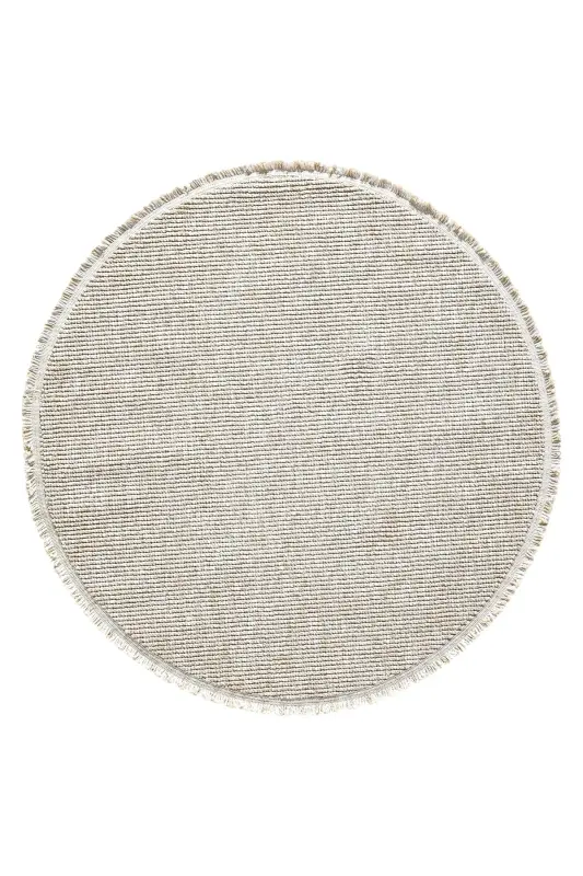 Beige Circle Round Fringed Modern Woven Rug BEIGE CIRCLE-Beige 3 - 6
