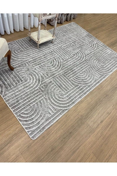 Beige Coffee Color Embossed Look Latex Leather Base Carpet 