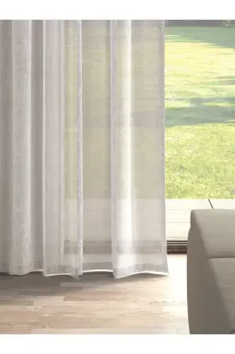 Beige Color Linen Look Plain Tulle Curtain No Ironing Needed-BEIGE - PERLE (1)