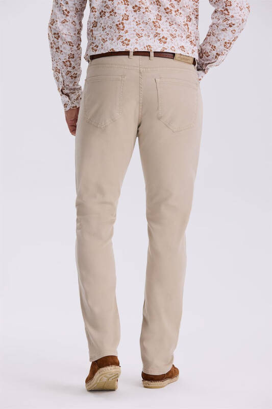 Beige Comfor Fit Canvas Sport Pants - 4