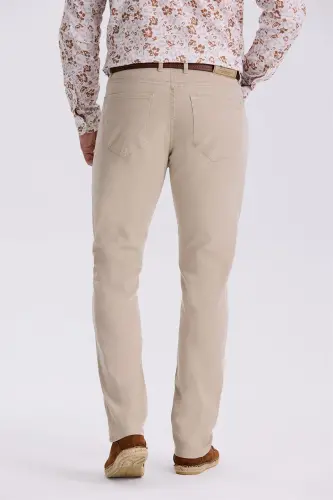 Beige Comfort Fit Canvas Casual Trousers - 4
