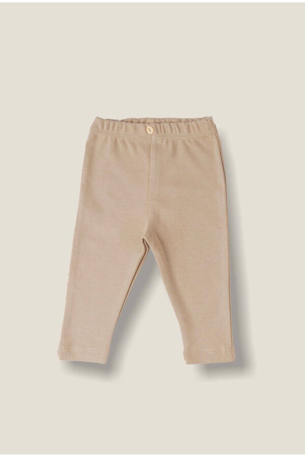 Beige Cotton Baby Tights - 1