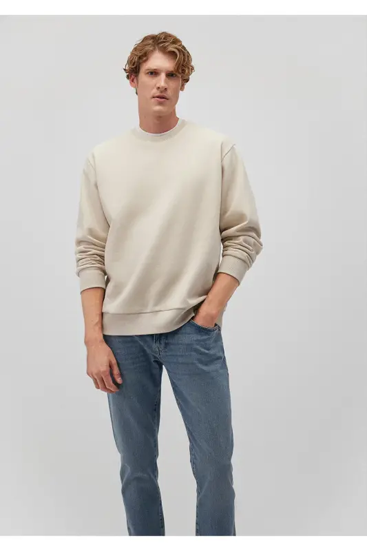 Beige, crew neck basic sweatshirt (0S10276-70322) - MAVI