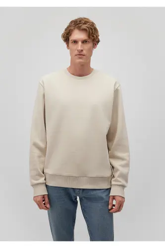 Beige, crew neck basic sweatshirt (0S10276-70322) - 3