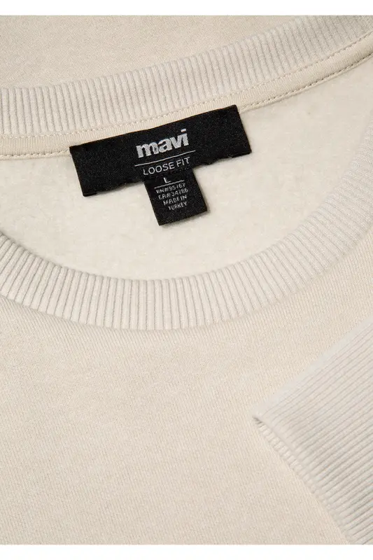 Beige, crew neck basic sweatshirt (0S10276-70322) - 6