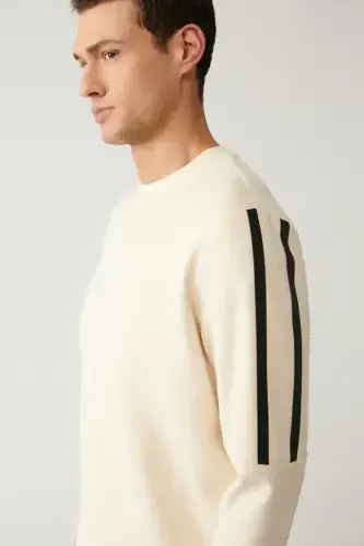 Beige Crew Neck Sweatshirt - AVVA (1)