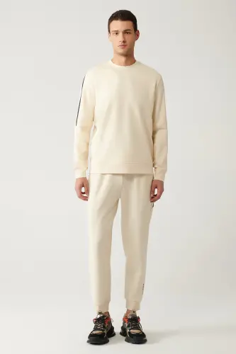 Beige Crew Neck Sweatshirt - 5