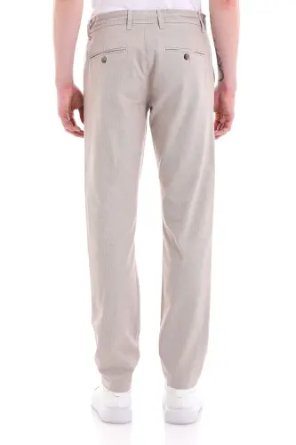 Beige Dynamic Fit Straight Leg Cotton Canvas Pants with Side Pockets - 5