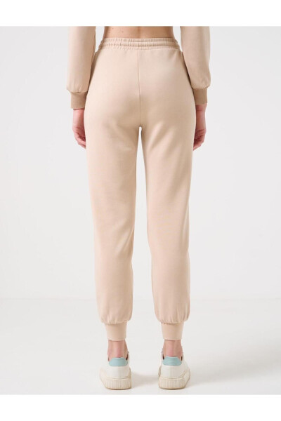 Beige High Waist Tie-Waist Ribbed Jogger Pants - 24