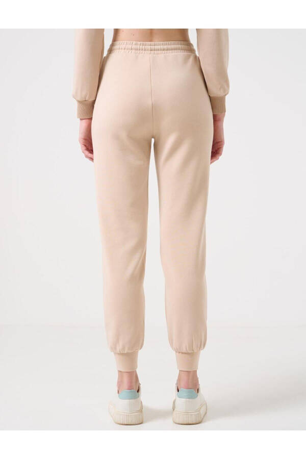 Beige High Waist Tie-Waist Ribbed Jogger Pants - 18