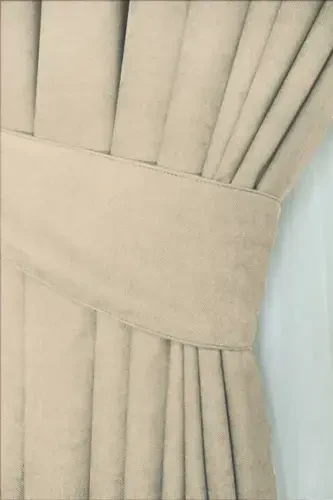 Beige Honeycomb Velvet Textured Background Curtain Plain Stitching Shirring Tape 1st Class Quality-Beige - 4