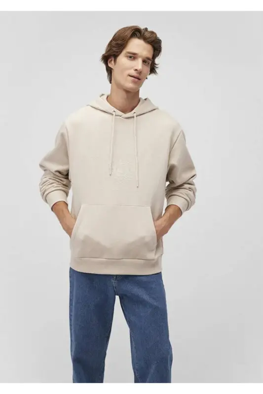 Beige Hooded Sweatshirt 0s10201-70144 - 1