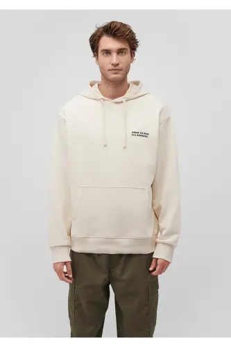 Beige hooded sweatshirt with back print - 3