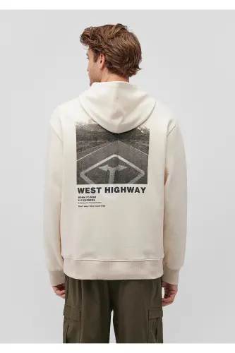 Beige hooded sweatshirt with back print - 4