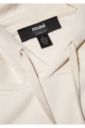 Beige hooded sweatshirt with back print - 6