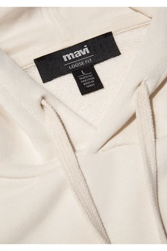 Beige hooded sweatshirt with back print - 6