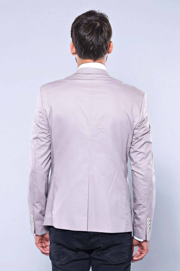 Beige Jacket with 3 Pockets, Single Button, Cotton Shoulder Stitching - Wessi - 4