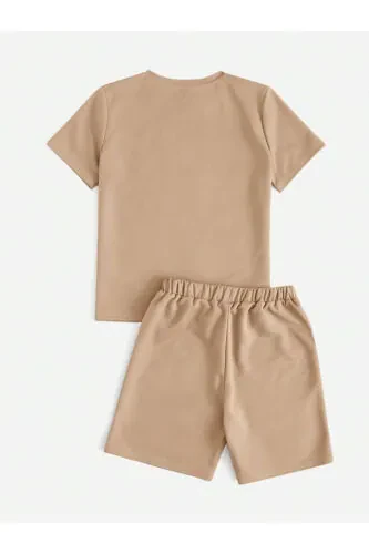 Beige Kids NASA Printed Shorts Set - BYMEER (1)