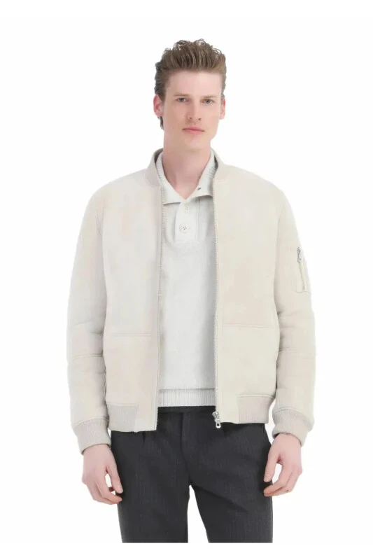 Beige Leather Jacket - Ramsey
