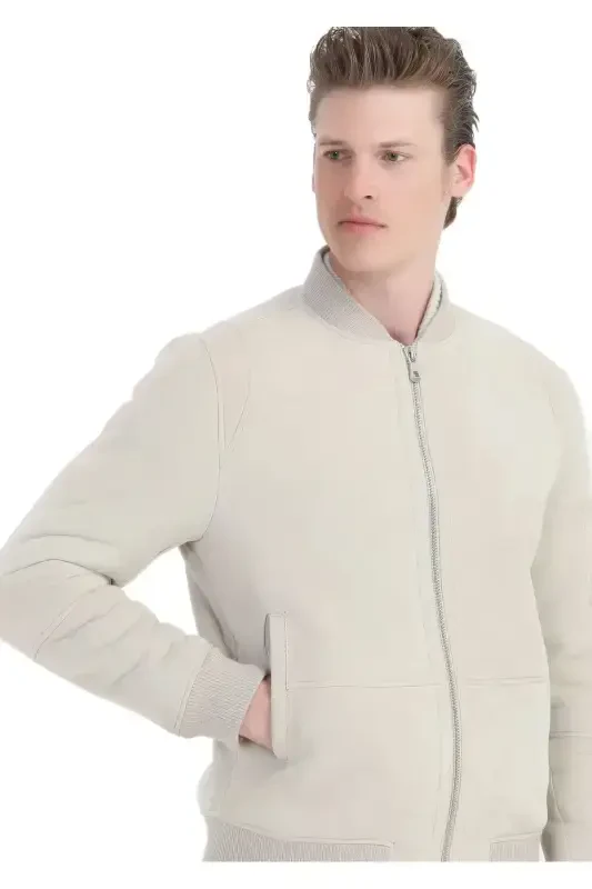 Beige Leather Jacket - 4