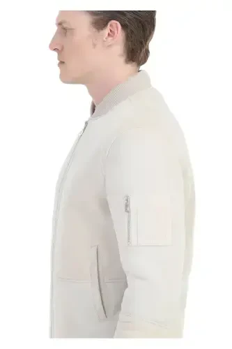 Beige Leather Jacket - 5